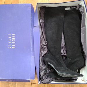 Stuart Weitzman Black Suede Knee Length Size 7